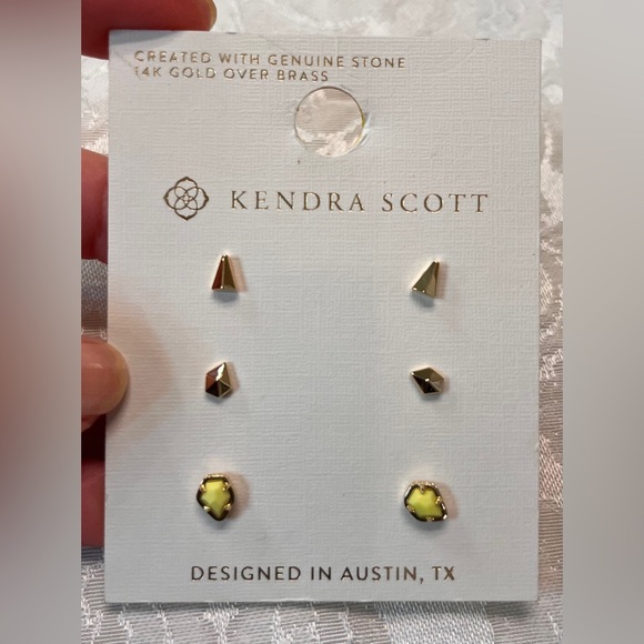 Kendra Scott Jewelry - Kendra Scott Earrings Trio Genuine Stone 14k Gold over Brass NWT